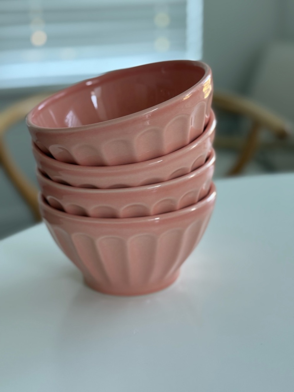 Anthropologie Set of 4 Coral Latte Bowls